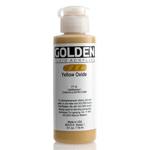 Golden, Fluid Acrylic, Paint, 4oz, Yellow Oxide